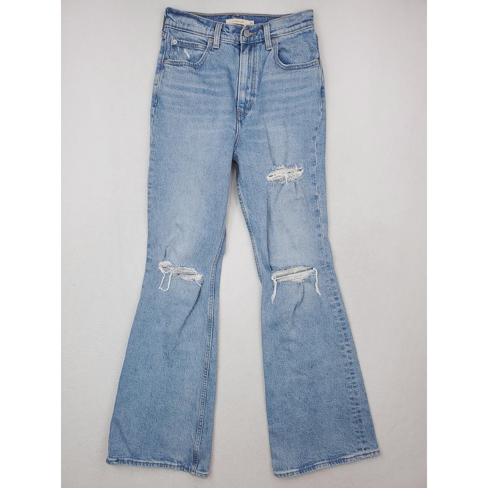 Levis 70s High Flare Jeans Womens 26 Blue Distressed Light Wash High Rise